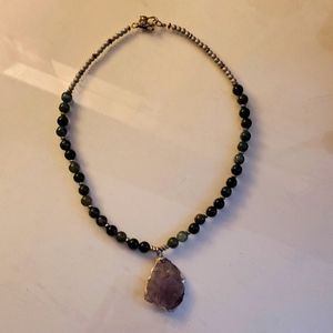 Amethyst & Jade Gemstone Necklace